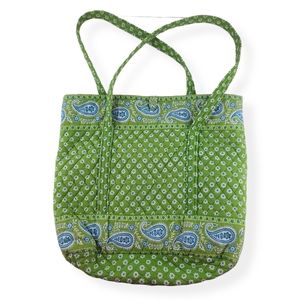 Vera Bradley Green Paisley + Daisy Large Tote